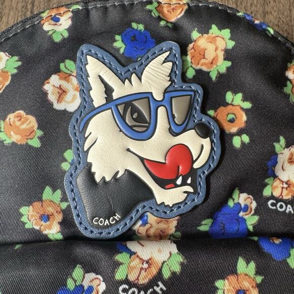 NEW Coach F57636 Tea Rose Floral Print Nylon Mini Charlie Backpack- Black Multi - Picture 2 of 6